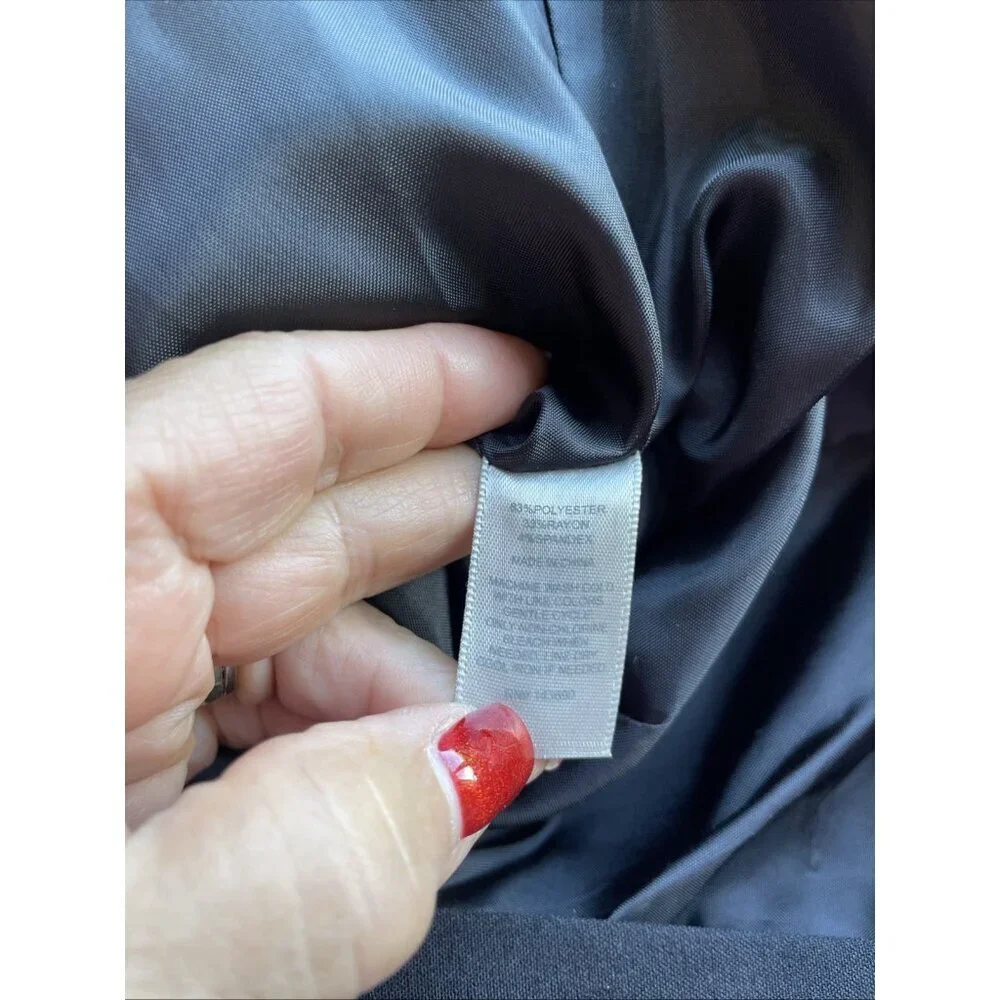 Vintage Larry Levine Snap Front Blazer Womens 14 Black Stretch Career Minimalist